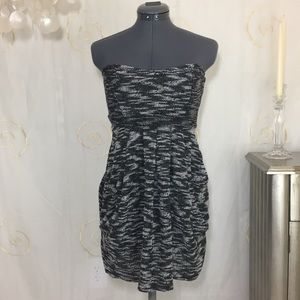 Free People Black & White Strapless Dress